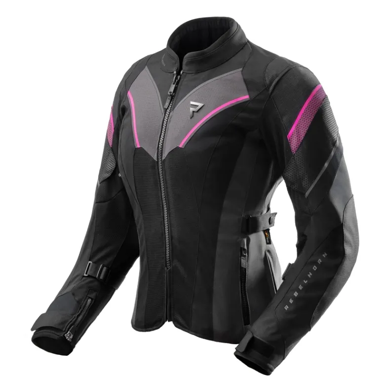 Kurtka tekstylna damska REBELHORN HIFLOW V LADY BLACK/GREY/FLUO PINK czarny szary różowy