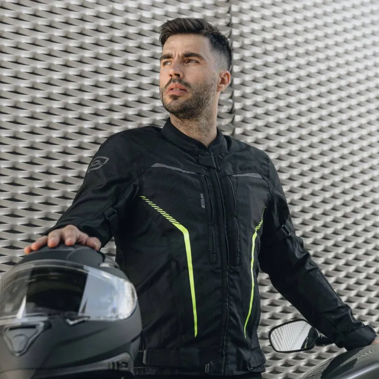 Kurtka tekstylna OZONE DELTA IV BLACK/FLO YELLOW czarny żółty fluo