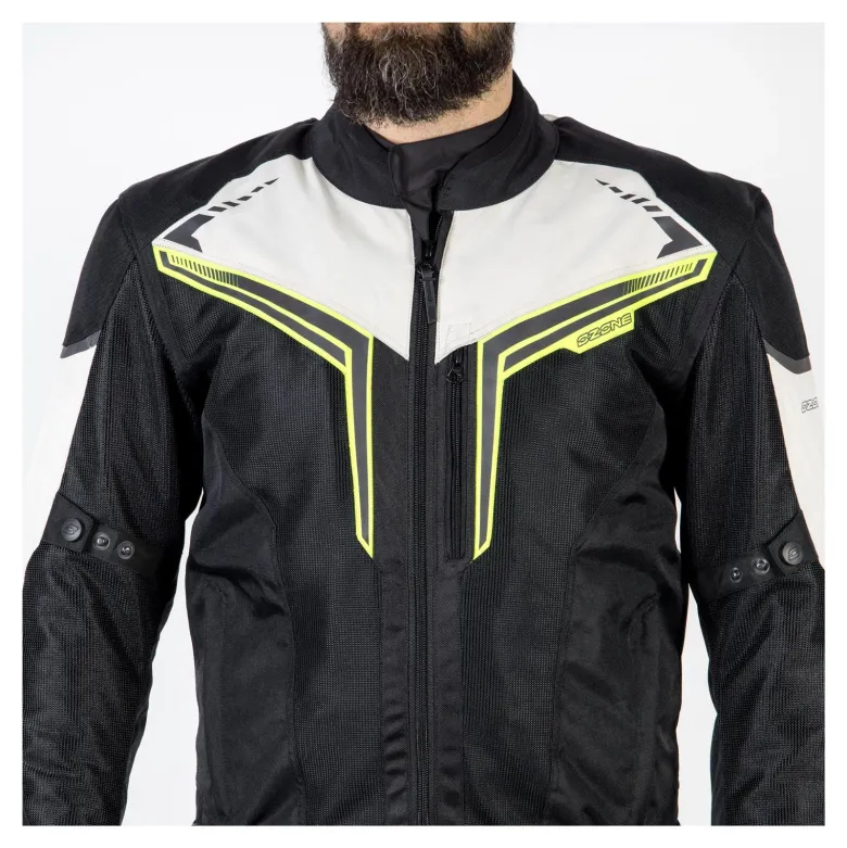 Kurtka tekstylna OZONE FLOW BLACK/GREY/FLUO YELLOW czarny szary żółty fluo