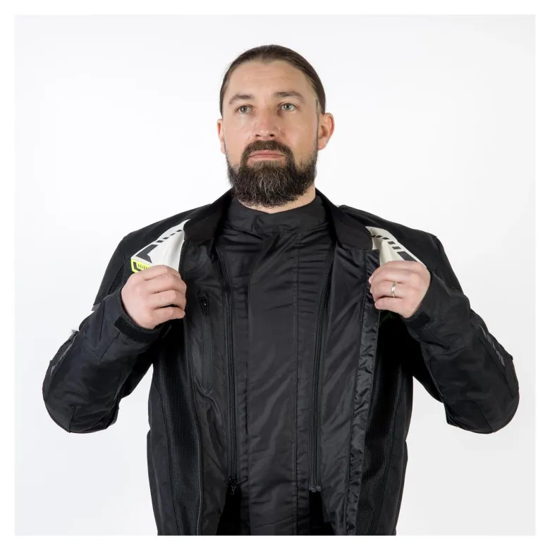 Kurtka tekstylna OZONE FLOW BLACK/GREY/FLUO YELLOW czarny szary żółty fluo