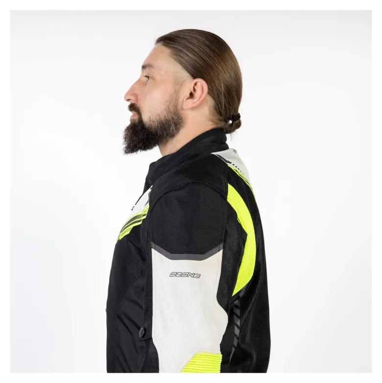 Kurtka tekstylna OZONE FLOW BLACK/GREY/FLUO YELLOW czarny szary żółty fluo