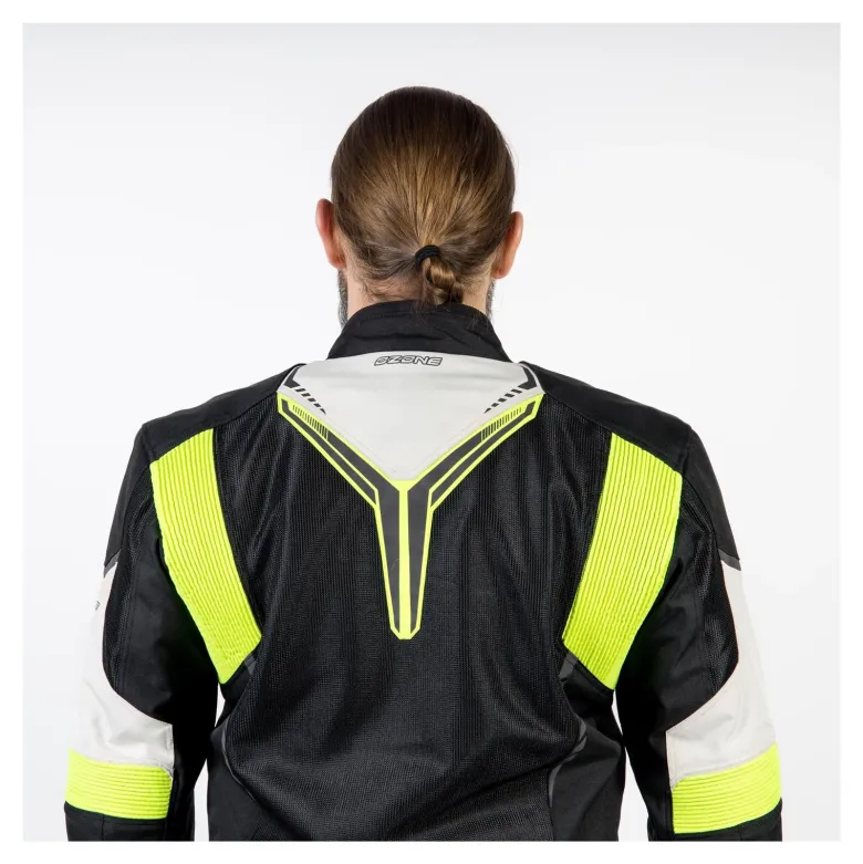 Kurtka tekstylna OZONE FLOW BLACK/GREY/FLUO YELLOW czarny szary żółty fluo