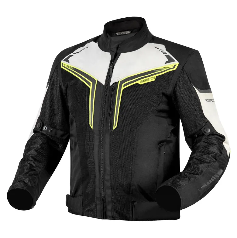 Kurtka tekstylna OZONE FLOW BLACK/GREY/FLUO YELLOW czarny szary żółty fluo