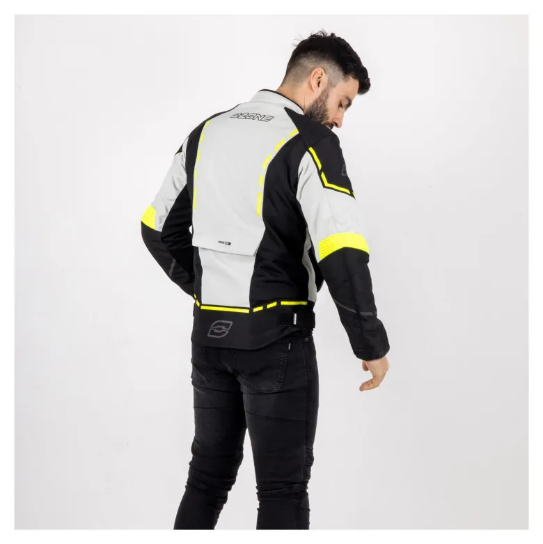 Kurtka tekstylna OZONE JET II ICE/BLACK/FLUO YELLOW szary żółty fluo czarny