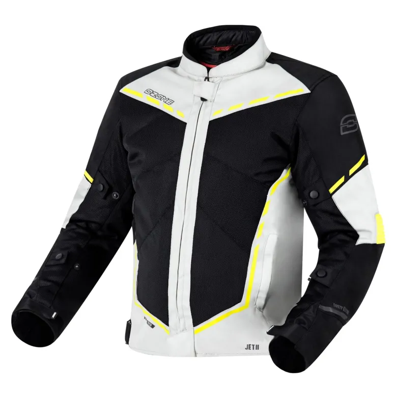 Kurtka tekstylna OZONE JET II ICE/BLACK/FLUO YELLOW szary żółty fluo czarny