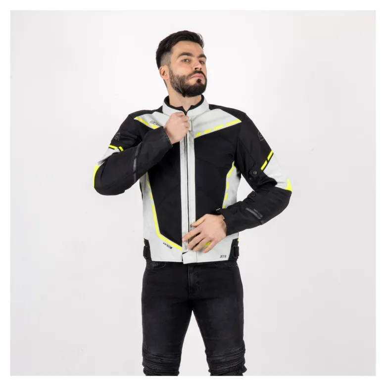 Kurtka tekstylna OZONE JET II ICE/BLACK/FLUO YELLOW szary żółty fluo czarny