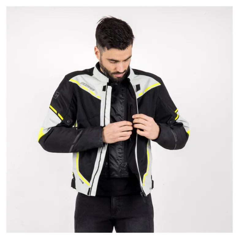 Kurtka tekstylna OZONE JET II ICE/BLACK/FLUO YELLOW szary żółty fluo czarny