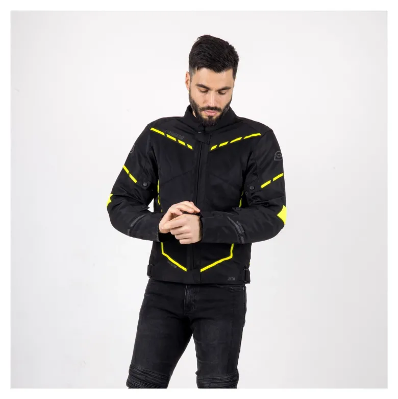 Kurtka tekstylna OZONE JET II BLACK/FLUO YELLOW czarny żółty fluo