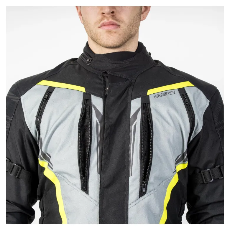 Kurtka tekstylna OZONE TOUR III BLACK/GREY/FLUO YELLOW czarny szary żółty fluo
