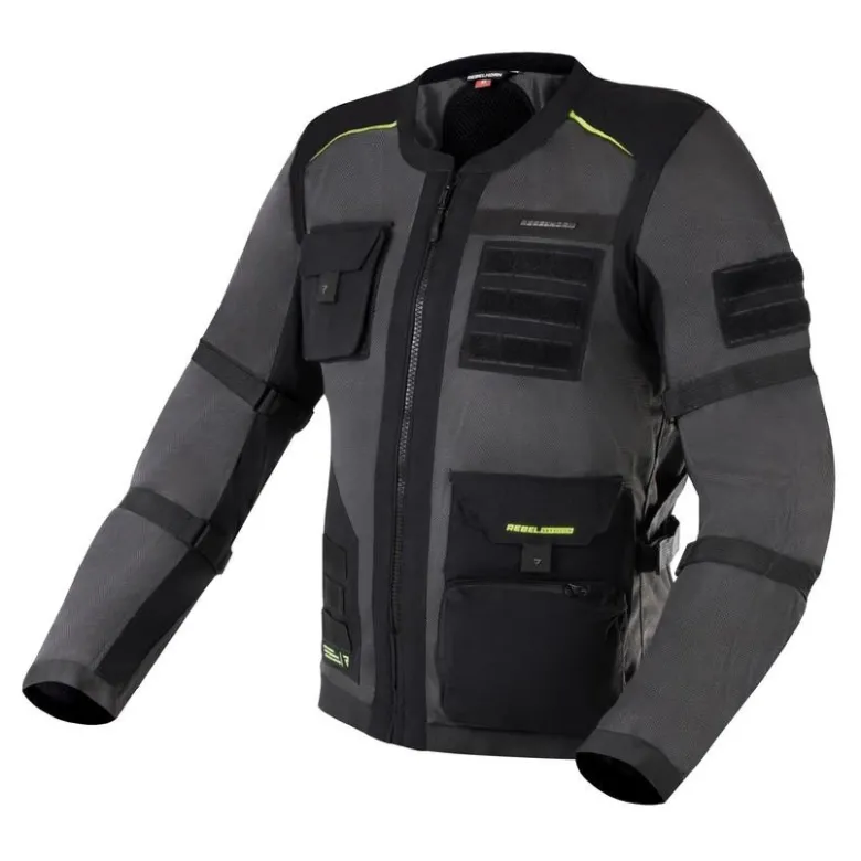 Kurtka tekstylna REBELHORN BRUTALE DARK GREY/BLACK/FLO YELLOW czarny szary żółty fluo
