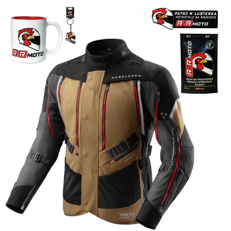Kurtka tekstylna REBELHORN HARDY 3.0 DESERT/GREY/RED brązowy szary czerwony