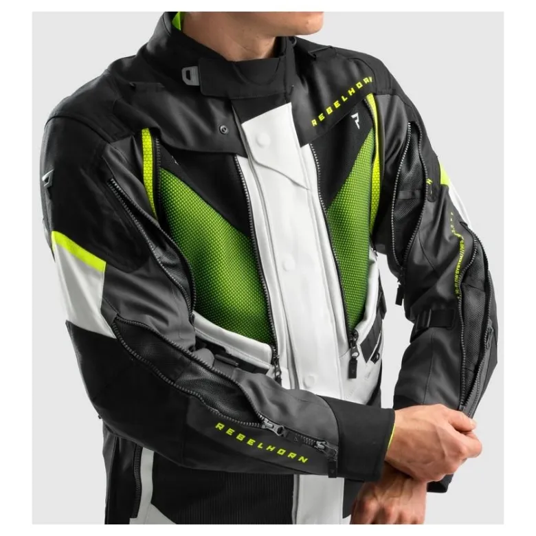 Kurtka tekstylna REBELHORN HARDY 3.0 BLACK/GREY/FLUO YELLOW czarny szary żółty fluo