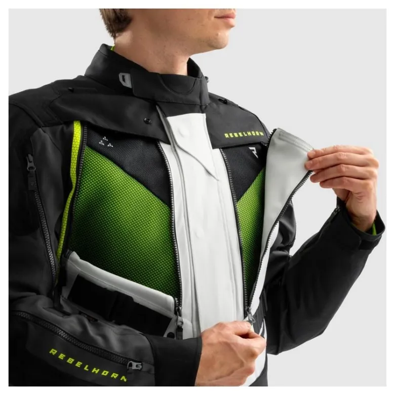 Kurtka tekstylna REBELHORN HARDY 3.0 BLACK/GREY/FLUO YELLOW czarny szary żółty fluo