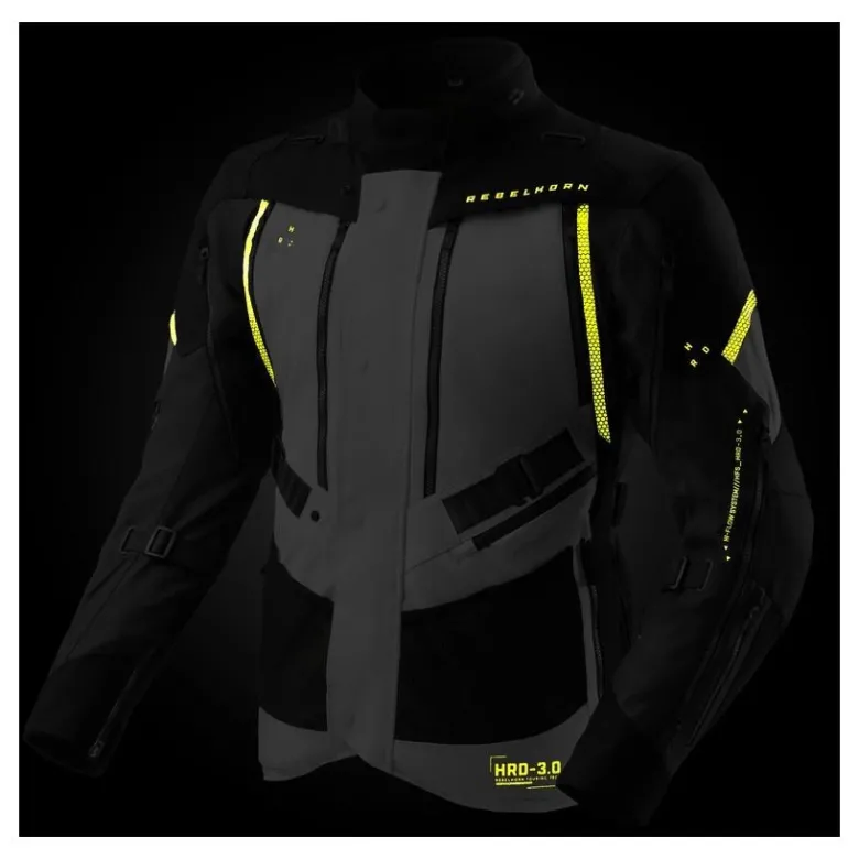 Kurtka tekstylna REBELHORN HARDY 3.0 BLACK/GREY/FLUO YELLOW czarny szary żółty fluo