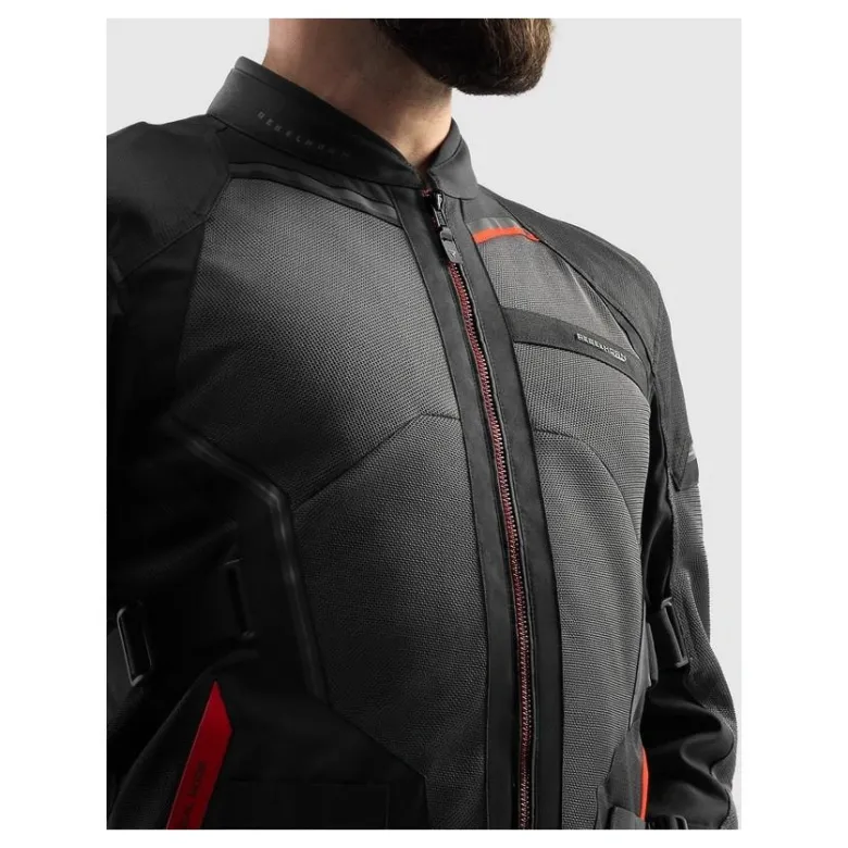 Kurtka tekstylna REBELHORN SCANDAL 3 DARK GREY/BLACK/RED szary czarny czerwony