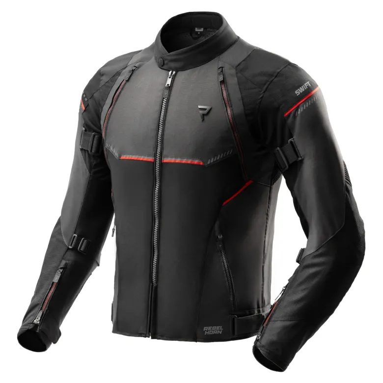 Kurtka tekstylna REBELHORN SWIFT BLACK/DARK GREY/RED czarny szary czerwony