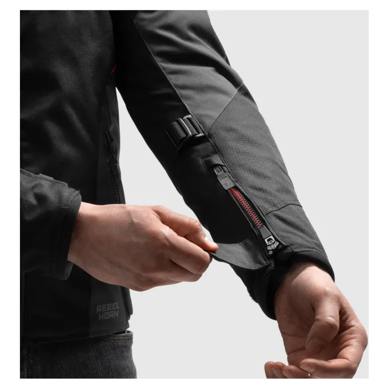 Kurtka tekstylna REBELHORN SWIFT BLACK/DARK GREY/RED czarny szary czerwony
