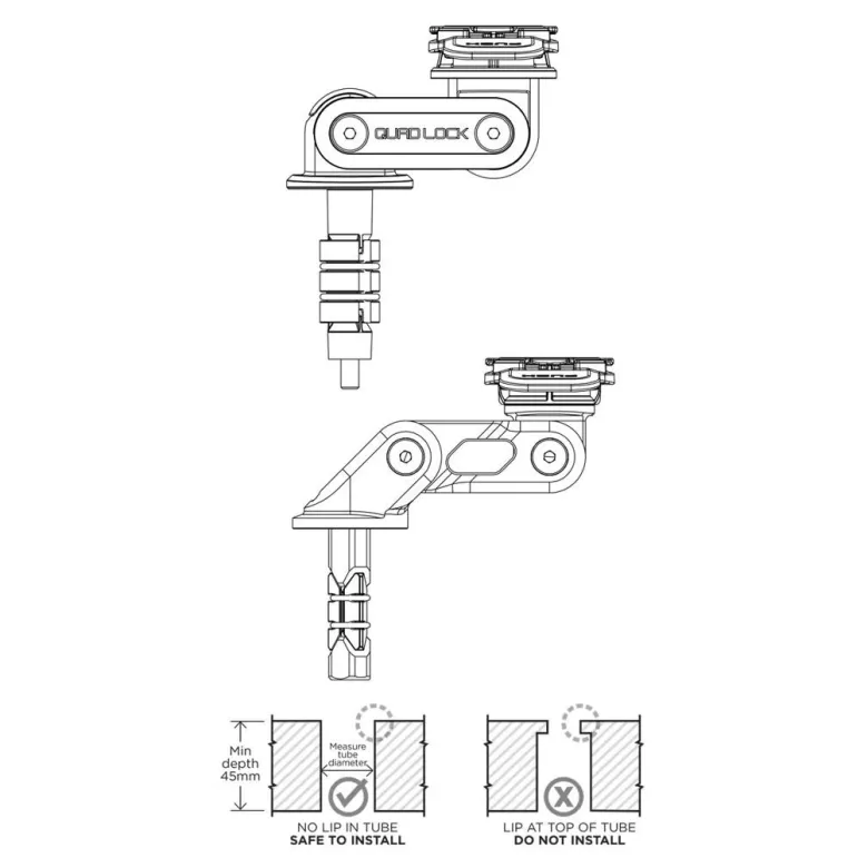 Podstawa QUAD LOCK V2 montowana w sztycę główki ramy czarny niebieski