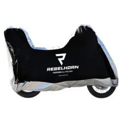 Pokrowiec na motocykl REBELHORN COVER II z miejscem na kufer BLACK/SILVER czarny srebrny szary