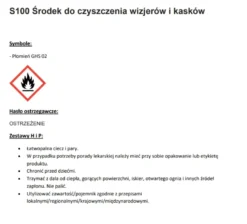 PREPARAT DO CZYSZCZENIA WIZJERA I SKORUPY KASKU S100 VISOR AND HELMET CLEANER-100ML
