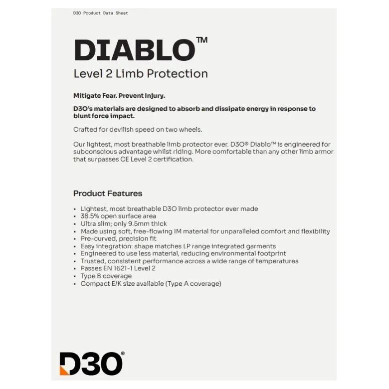 Protektor wymienny bioder RICHA D3O DIABLO LEVEL 2 pomarańczowy