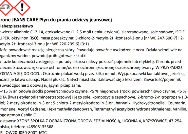 Płyn do prania odzieży jeansowej XZONE JEANS CARE 300ml