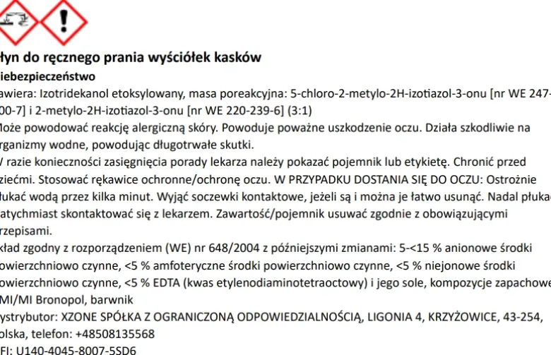 Płyn do prania wyściółki kasku XZONE 300ml