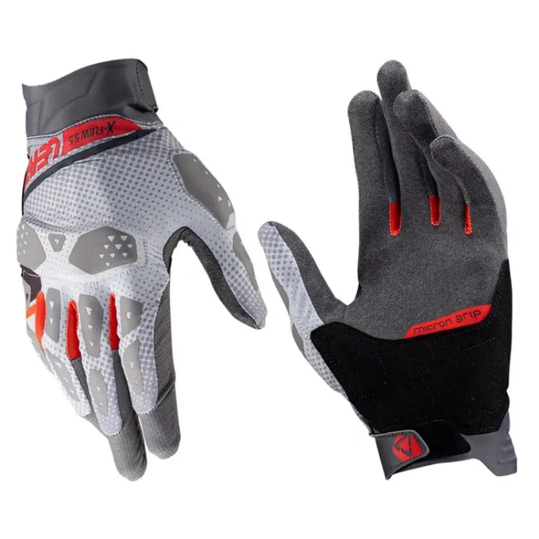 Rękawice cross LEATT ADV X-FLOW 5.5 SHORT MIST szary czerwony