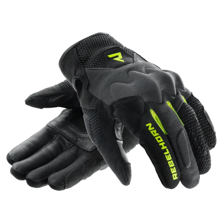 Rękawice miejskie REBELHORN CORE BLACK/GREY/FLUO YELLOW czarny szary żółty fluo