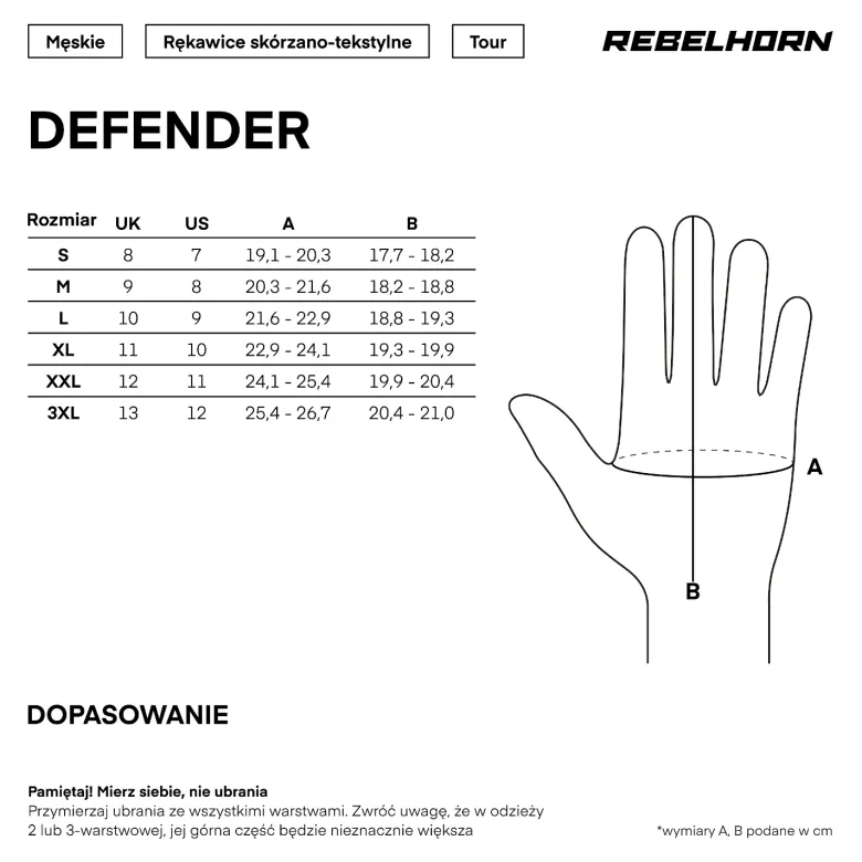Rękawice miejskie REBELHORN DEFENDER BLACK/RED czarny czerwony