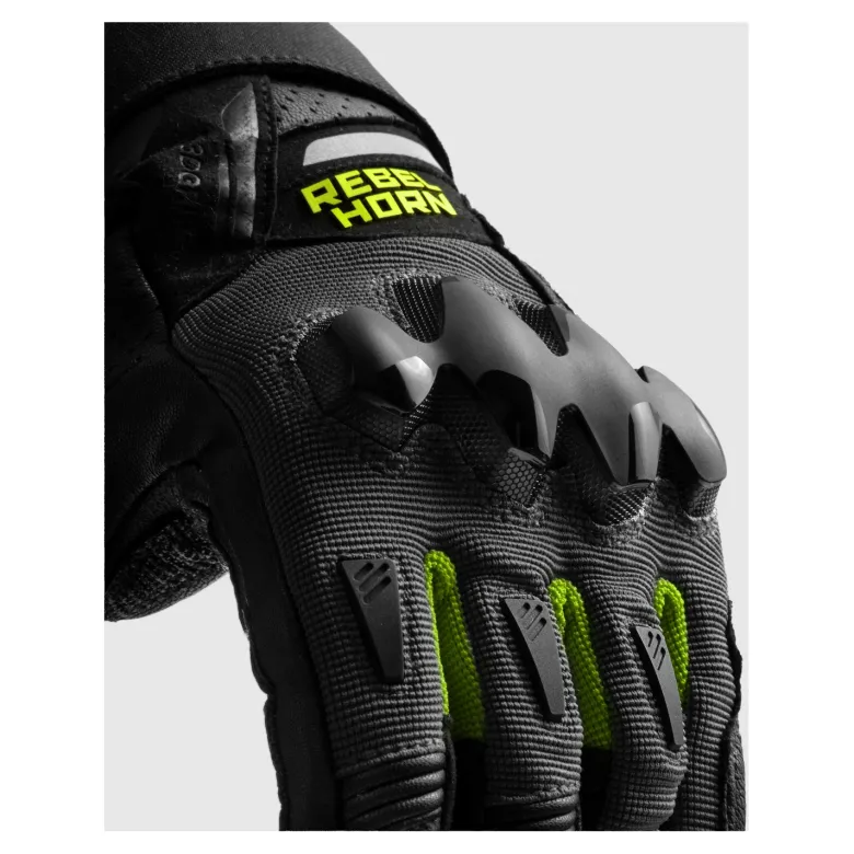 Rękawice miejskie REBELHORN DEFENDER BLACK/GREY/FLUO YELLOW czarny szary żółty fluo