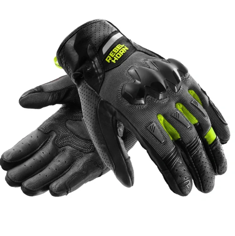 Rękawice miejskie REBELHORN DEFENDER BLACK/GREY/FLUO YELLOW czarny szary żółty fluo