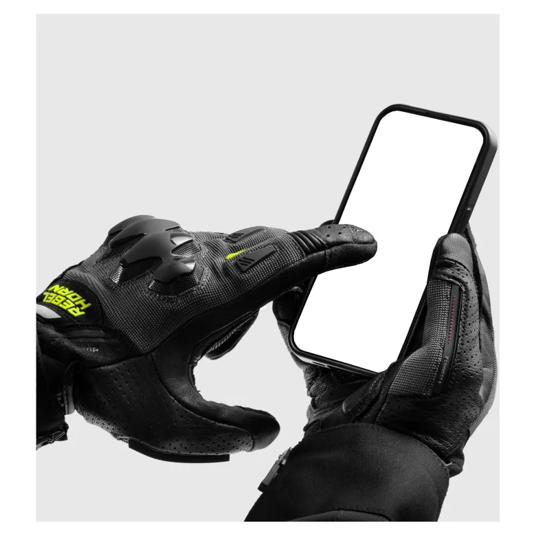 Rękawice miejskie REBELHORN DEFENDER BLACK/GREY/FLUO YELLOW czarny szary żółty fluo