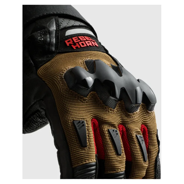 Rękawice miejskie REBELHORN DEFENDER DESERT/BLACK/RED brązowy czarny czerwony