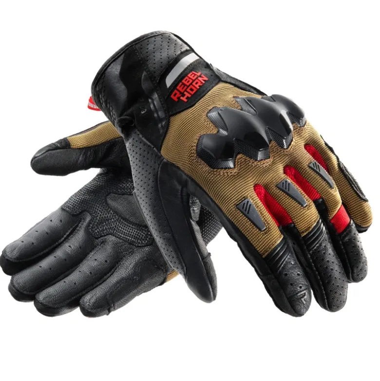 Rękawice miejskie REBELHORN DEFENDER DESERT/BLACK/RED brązowy czarny czerwony