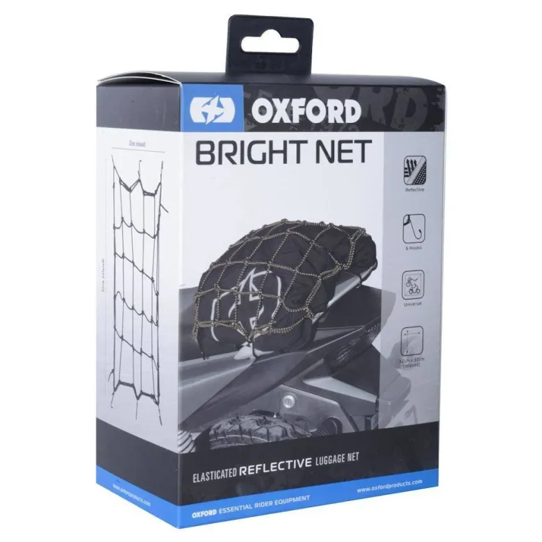 Siatka na bagaż OXFORD 6 haków BLACK REFLECTIVE