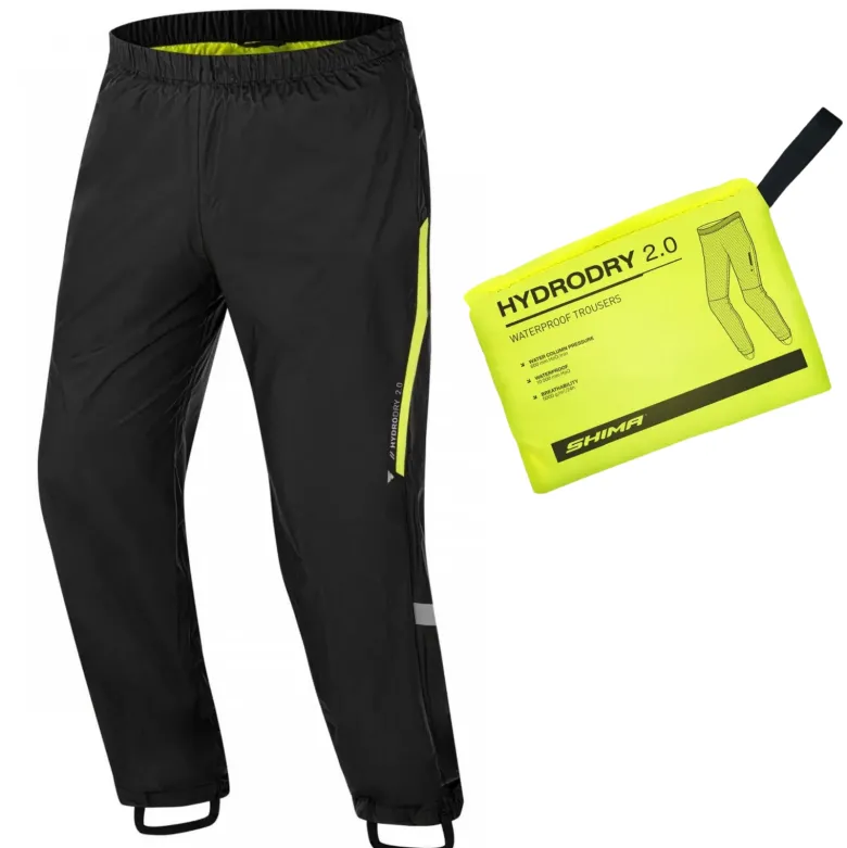 Spodnie przeciwdeszczowe SHIMA HYDRODRY 2.0 BLACK/FLUO czarny żółty fluo