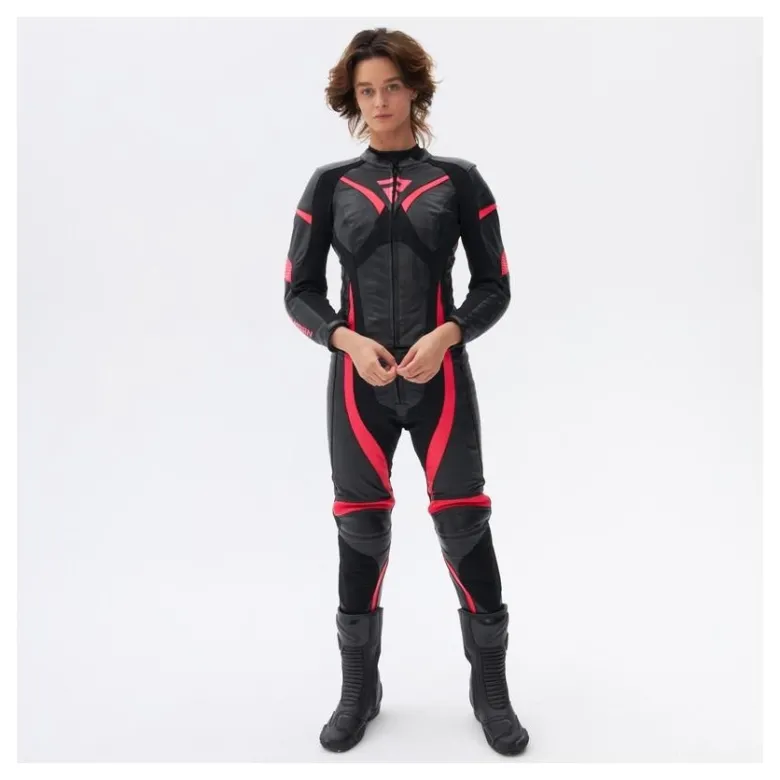 Spodnie skórzane damskie REBELHORN REBEL LADY PINK/BLACK różowy czarny