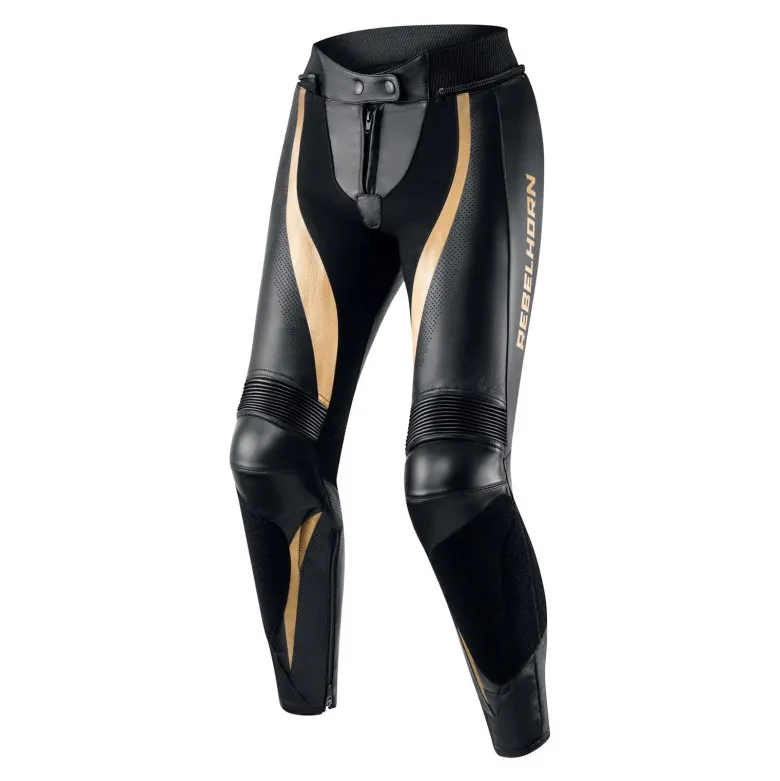 Spodnie skórzane damskie REBELHORN REBEL LADY BLACK/GOLD czarny złoty