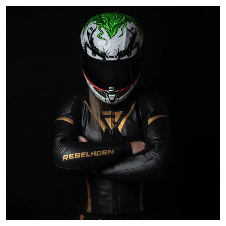 Spodnie skórzane damskie REBELHORN REBEL LADY BLACK/GOLD czarny złoty