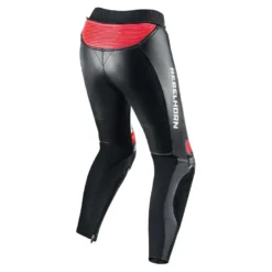 Spodnie skórzane damskie REBELHORN REBEL LADY BLACK/WHITE/FLO RED czarny biały czerwony fluo