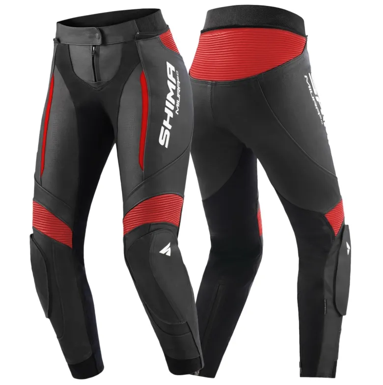 Spodnie skórzane damskie SHIMA MIURA 2.0 BLACK/RED czarny czerwony biały
