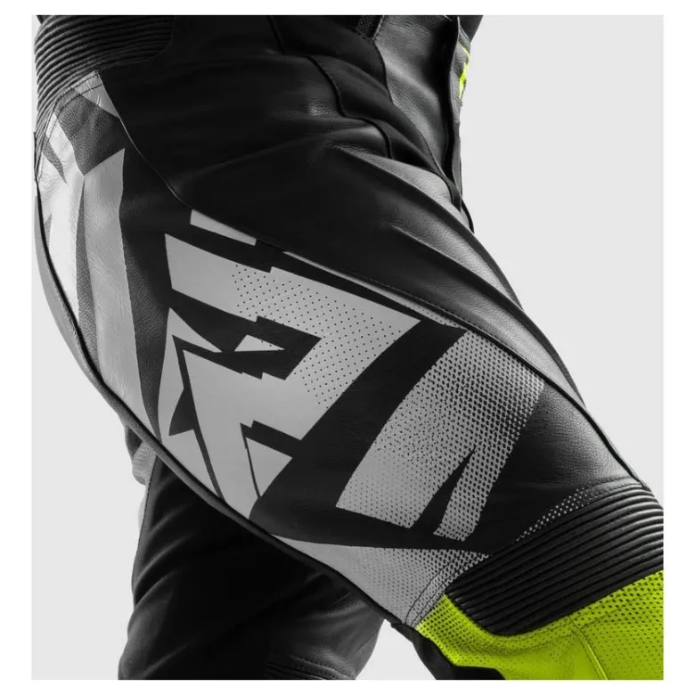 Spodnie skórzane REBELHORN INFERNO BLACK/WHITE/FLUO YELLOW czarny biały żółty fluo