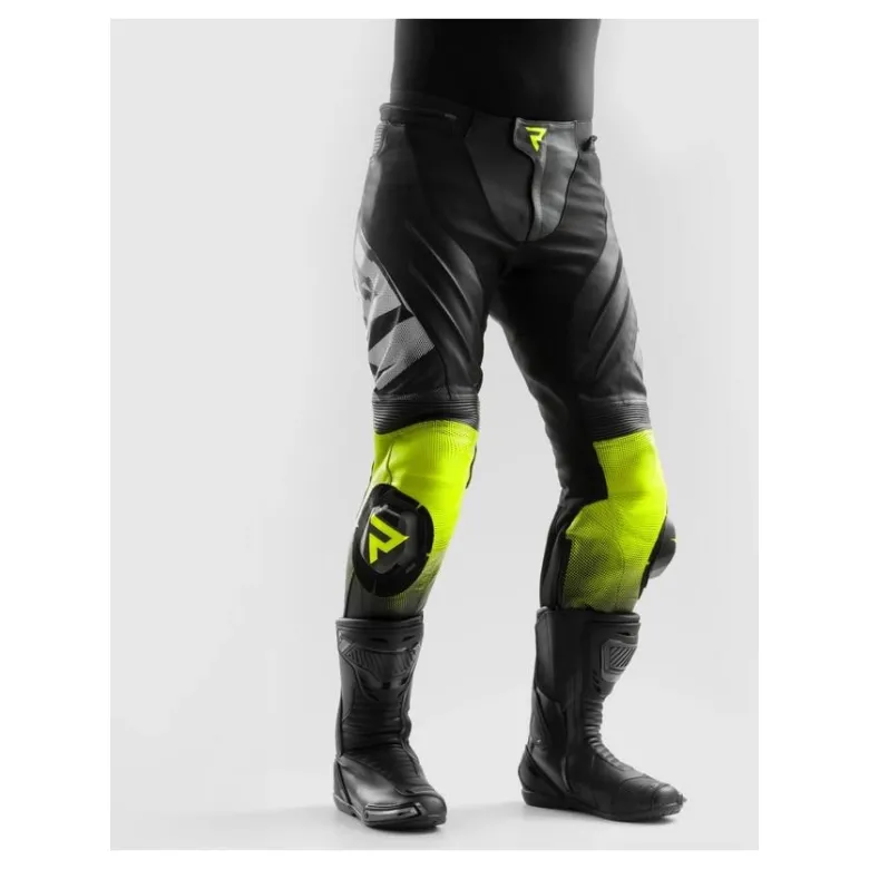 Spodnie skórzane REBELHORN INFERNO BLACK/WHITE/FLUO YELLOW czarny biały żółty fluo