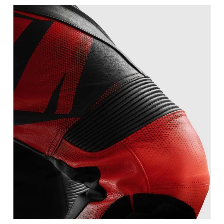 Spodnie skórzane REBELHORN INFERNO BLACK/FLUO RED czarny czerwony fluo