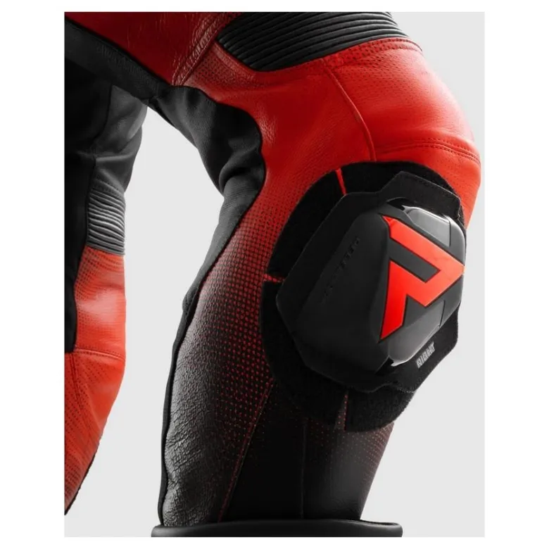 Spodnie skórzane REBELHORN INFERNO BLACK/FLUO RED czarny czerwony fluo