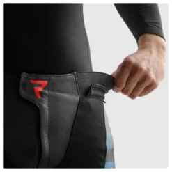 Spodnie skórzane REBELHORN INFERNO BLACK/BLUE/WHITE/RED czarny niebieski biały czerwony