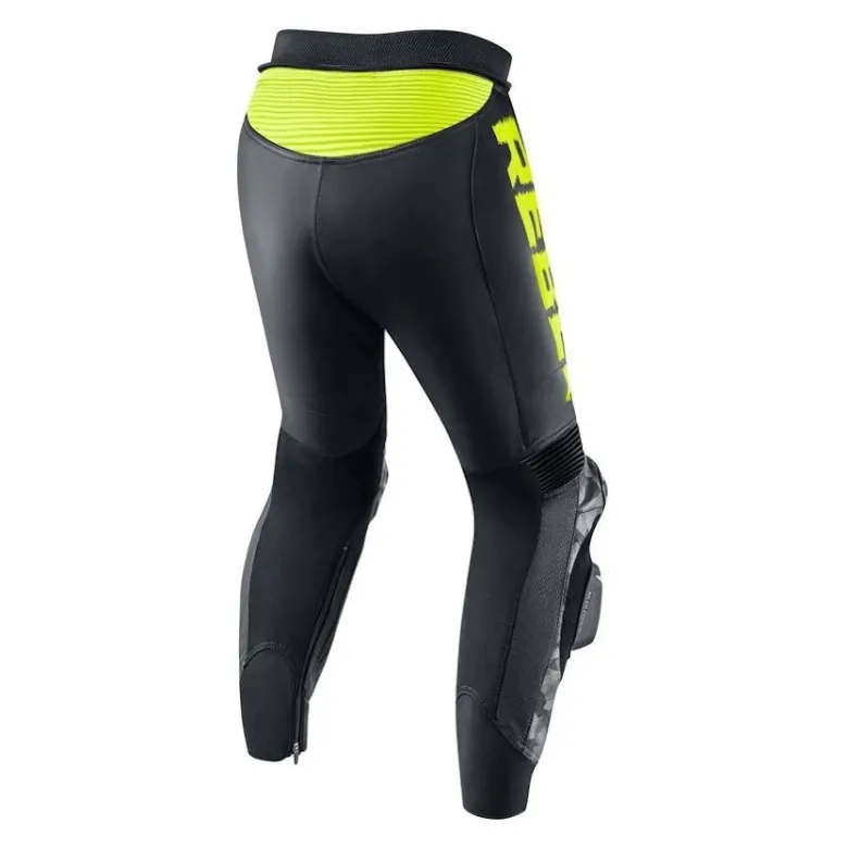 Spodnie skórzane REBELHORN REBEL BLACK/FLO YELLOW czarny żółty fluo szary