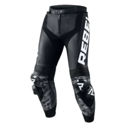 Spodnie skórzane REBELHORN REBEL BLACK/WHITE czarny biały