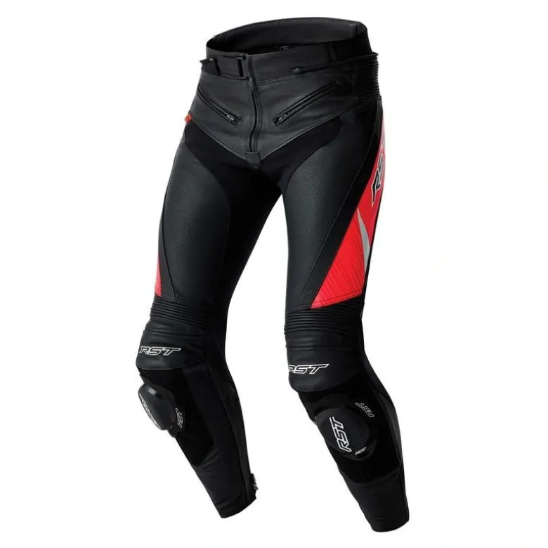 Spodnie skórzane RST TRACTECH EVO D3O BLACK/FLUO RED czarny czerwony fluo